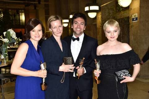 Lena Schoenmann Sandra Hüller Bora Dagtekin and Jella Haase at the Deutscher Filmpreis 2018 Aftershowparty on 27 04 2018 in Berlin German Film Award 2018 in Berlin Party Aftershow