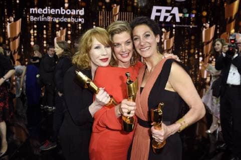 Birgit Minichmayr Marie Bäumer and Emily Atef Award winners best female lead best female supporting role and best film 3 days in Quiberon at the presentation of the German Film Prize 2018 in the Messe Berlin Berlin 27 04 2018 Foto:xF.xKernx xFuturexImage