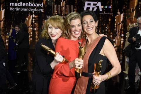 Birgit Minichmayr Marie Bäumer and Emily Atef Award winners best female lead best female supporting role and best film 3 days in Quiberon at the presentation of the German Film Prize 2018 in the Messe Berlin Berlin 27 04 2018 Foto:xF.xKernx xFuturexImage