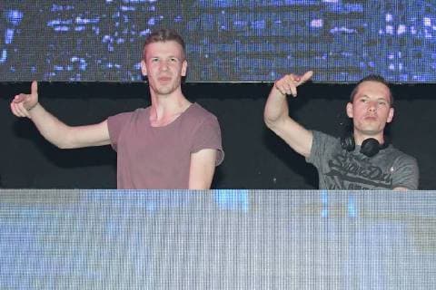 But disturbed Geil at the Love Music Festival on 29 04 2018 in the Turbinenhalle in Oberhausen The DJ Duo Annoyed but Geil Marcel Stephaan left Nico Wendel right at the Love Music Festival in the Turbinenhalle in Oberhausen on the stage xJFx