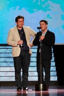 Chilean producer Sebastian Lelio (R) and scriptwriter Gonzalo Maza (L) receive the Platino Award for the Best Screenplay for the Film Una Mujer Fantastica (A fantastic woman) during the awarding ceremony of the 5th edition of the Platino Awards held in Playa del Carmen, Mexico, 29 April 2018 (issued 30 April 2018). Platino Awards !ACHTUNG: NUR REDAKTIONELLE NUTZUNG!  Copyright: xJOSExMENDEZx GRAF5793 20180430-636606747580866552