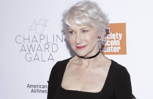 Helen Mirren arrives on the red carpet at the 45th Chaplin Award Gala at Alice Tully Hall in Lincoln Center on April 30, 2018 in New York City.  NYP20180430154 JOHNxANGELILLO