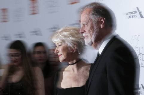 Helen Mirren and Taylor Hackford arrive on the red carpet at the 45th Chaplin Award Gala at Alice Tully Hall in Lincoln Center on April 30, 2018 in New York City.  NYP20180430159 JOHNxANGELILLO