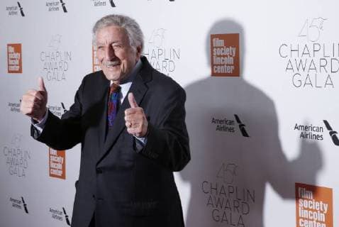 Tony Bennett arrives on the red carpet at the 45th Chaplin Award Gala at Alice Tully Hall in Lincoln Center on April 30, 2018 in New York City.  NYP20180430167 JOHNxANGELILLO