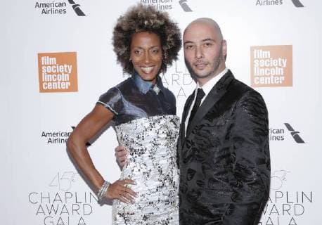 Karine Plantadit and Leonid Gurevich arrive on the red carpet at the 45th Chaplin Award Gala at Alice Tully Hall in Lincoln Center on April 30, 2018 in New York City.  NYP20180430171 JOHNxANGELILLO