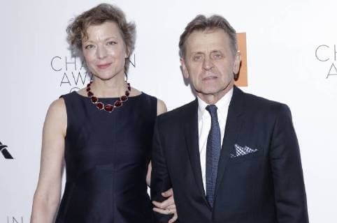 Lisa Rinehart and Mikhail Baryshnikov arrive on the red carpet at the 45th Chaplin Award Gala at Alice Tully Hall in Lincoln Center on April 30, 2018 in New York City.  NYP20180430174 JOHNxANGELILLO