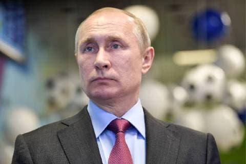 SOCHI, RUSSIA â€“ MAY 3, 2018: Russia s President Vladimir Putin visits a 2018 FIFA World Cup Fan ID distribution centre. Alexei Nikolsky Russian Presidential Press and Information Office TASS  TS07DECA