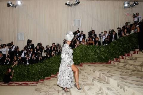 Rihanna arrives on the red carpet at The Metropolitan Museum of Art s Costume Institute Benefit Heavenly Bodies: Fashion and the Catholic Imagination at Metropolitan Museum of Art in New York City on May 7, 2018.  NYP20180507345 JOHNxANGELILLO