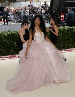 SZA arrives on the red carpet at The Metropolitan Museum of Art s Costume Institute Benefit Heavenly Bodies: Fashion and the Catholic Imagination at Metropolitan Museum of Art in New York City on May 7, 2018.  NYP20180507324 JOHNxANGELILLO