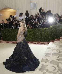 Gigi Hadid arrives on the red carpet at The Metropolitan Museum of Art s Costume Institute Benefit Heavenly Bodies: Fashion and the Catholic Imagination at Metropolitan Museum of Art in New York City on May 7, 2018.  NYP20180507747 JOHNxANGELILLO