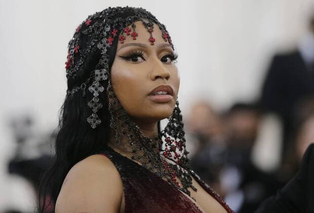 Nicki Minaj arrives on the red carpet at The Metropolitan Museum of Art s Costume Institute Benefit Heavenly Bodies: Fashion and the Catholic Imagination at Metropolitan Museum of Art in New York City on May 7, 2018.  NYP20180507788 JOHNxANGELILLO