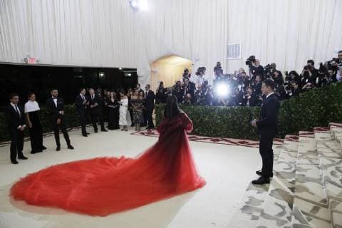 Nicki Minaj arrives on the red carpet at The Metropolitan Museum of Art s Costume Institute Benefit Heavenly Bodies: Fashion and the Catholic Imagination at Metropolitan Museum of Art in New York City on May 7, 2018.  NYP20180507789 JOHNxANGELILLO
