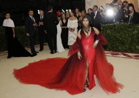 Nicki Minaj arrives on the red carpet at The Metropolitan Museum of Art s Costume Institute Benefit Heavenly Bodies: Fashion and the Catholic Imagination at Metropolitan Museum of Art in New York City on May 7, 2018.  NYP20180507791 JOHNxANGELILLO