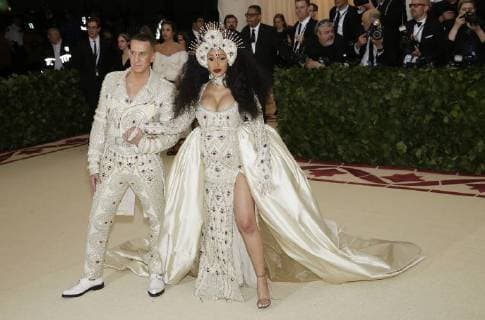 Cardi B arrives on the red carpet at The Metropolitan Museum of Art s Costume Institute Benefit Heavenly Bodies: Fashion and the Catholic Imagination at Metropolitan Museum of Art in New York City on May 7, 2018.  NYP20180507777 JOHNxANGELILLO