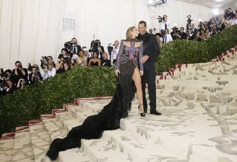 Jennifer Lopez and Alex Rodriguez arrive on the red carpet at The Metropolitan Museum of Art s Costume Institute Benefit Heavenly Bodies: Fashion and the Catholic Imagination at Metropolitan Museum of Art in New York City on May 7, 2018.  NYP20180507755 JOHNxANGELILLO
