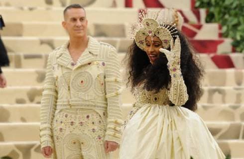 NEW YORK, NY - MAY 7: Cardi B and Jeremy Scott at the Heavenly Bodies: Fashion & The Catholic Imagination Costume Institute Gala on May 7, 2018 in New York City. Copyright: xJohnxPalmerx