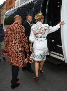 Celebs leave the Greenwich hotel on the way to the Met Gala on May 7 2018 in New York City Blake Lively;Christian Louboutin New York United States  583605
