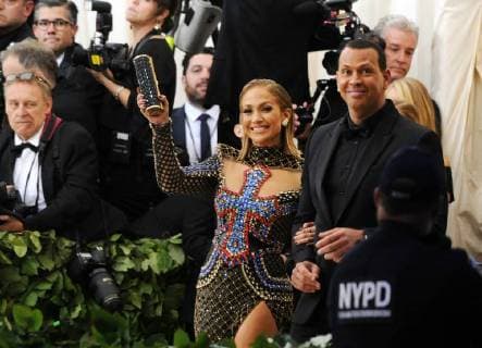 NEW YORK, NY - MAY 7: Jennifer Lopez and Alex Rodriguez at the Heavenly Bodies: Fashion & The Catholic Imagination Costume Institute Gala on May 7, 2018 in New York City. Copyright: xJohnxPalmerx