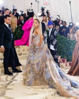 May 7, 2018 - New York, NY, U.S. - 07 May 2018 - New York, New York - Ariana Grande. 2018 Metropolitan Museum of Art Costume Institute Gala: Heavenly Bodies: Fashion and the Catholic Imagination. Photo Credit: Christopher Smith AdMedia New York U.S. - ZUMAa123 20180507_zaa_a123_149 Copyright: xChristopherxSmithAdmediax