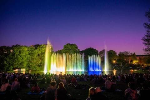 Hamburg 7 May 2018 Water light concert in Hamburg Planten un Blomen