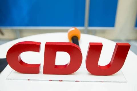 CDU Logo before a discussion about the basic program and Zuhoer tour in the Konrad Adenauer house in Berlin on 9 May 2018 policy program CDU