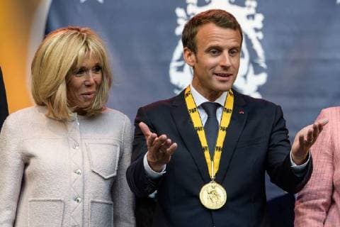 Presentation of the International Charlemagne Prize to Aachen 10 05 2018 by Brigitte Macron the French President Emmanuel Macron at the presentation of the International Charlemagne Prize to Aachen on 10 05 2018 Aacgeb NRW Germany