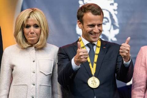 Presentation of the International Charlemagne Prize to Aachen 10 05 2018 by Brigitte Macron and the French President Emmanuel Macron at the presentation of the International Charlemagne Prize to Aachen on 10 05 2018 Aacgeb NRW Germany