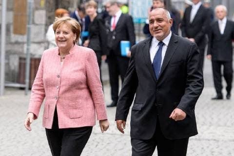 Presentation of the International Charlemagne Prize to Aachen 10 05 2018 Federal Chancellor Dr Angela Merkel and Boyko Borissow Prime Minister of Bulgaria at the presentation of the International Charlemagne Prize to Aachen on 10 05 2018 Aacgeb NRW Germany