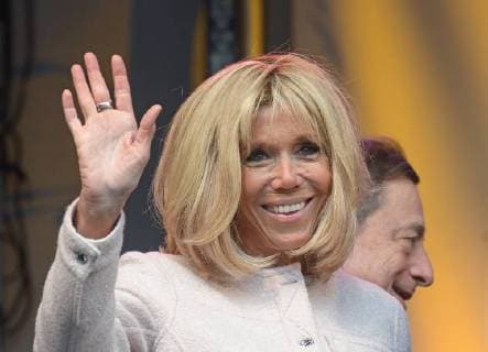Presentation of the Charlemagne Prize 2018 to Emmanuel Macron The picture shows the wife of French President Emmanuel Macron Brigitte 2018 Presentation of the Charlemagne Prize 2018 to Emmanuel Macron