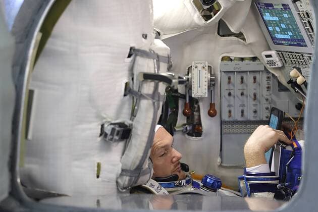 MOSCOW REGION, RUSSIA â€“ MAY 11, 2018: ESA astronaut Alexander Gerst of the ISS Expedition 56 57 main crew in the TDK-7ST3 simulator as he attends a qualification training session for the upcoming mission to the International Space Station, at the Yuri Gagarin Cosmonaut Training Centre in Zvyozdny Gorodok Star City , Moscow Region. The launch of Expedition 56 57 aboard the Soyuz MS-09 spacecraft to the ISS is scheduled for June 6, 2018. Mikhail Japaridze TASS  TS07F1C3