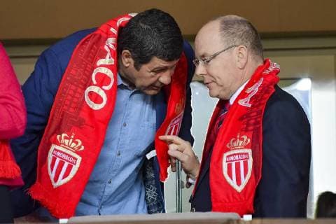 Delio Onnis (ancien joueur de l AS Monaco) et le Prince Albert II de Monaco CELEBRITES : AS Monaco vs AS Saint Etienne - Ligue 1 - Monaco - 12 05 2018 NorbertScanella Panoramic 