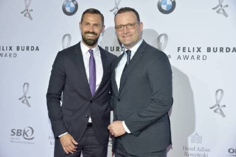 jens Spahn with husband Daniel Funke Arrival for the award ceremony and honoring the 15 Felix Burde Award at the Hotel Adlon Kempinski in Berlin on 13 05 2018