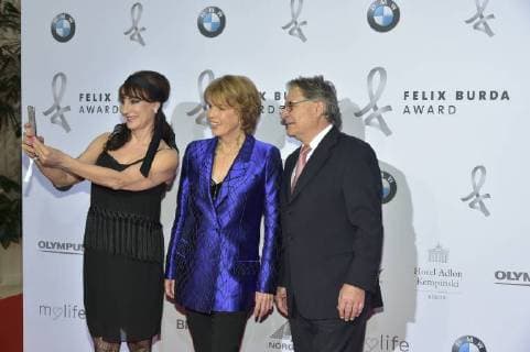 Christa Maar with partner Eckhard Alt Director Felix Burda Foundation German Canadian opera Singer Anna Maria Kaufmann Arrival for the award ceremony and honor of the 15 Felix Burda Award at the Hotel Adlon Kempinski in Berlin on 13 05 2018
