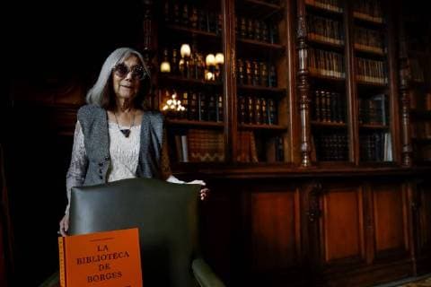 Maria Kodama, widow of Argentinian author Jorge Luis Borges, poses for the photographer during the presentation of the book The Library of Borges , in Madrid, Spain, 14 May 2018. Presentation of the book The Library of Borges in Madrid !ACHTUNG: NUR REDAKTIONELLE NUTZUNG!  Copyright: xEmilioxNaranjox GRAF7011 20180514-636619024506760678