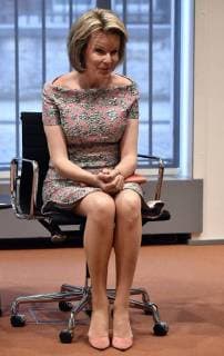 Queen Mathilde of Belgium pictured during a ceremony to award the Queen Mathilde Award 2018, in Brussels, Wednesday 16 May 2018. The winner of the Queen Mathilde award is selected by a youth jury from one of the thirteen Queen Mathilde Foundation projects.  ERICxLALMAND 05346897