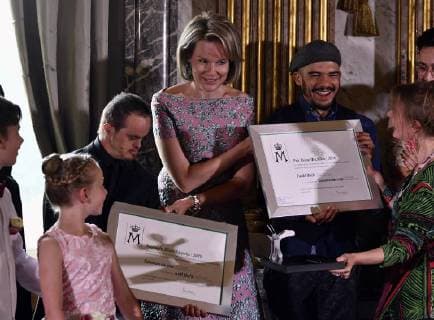 Queen Mathilde of Belgium pictured during a ceremony to award the Queen Mathilde Award 2018, in Brussels, Wednesday 16 May 2018. The winner of the Queen Mathilde award is selected by a youth jury from one of the thirteen Queen Mathilde Foundation projects  ERICxLALMAND 05346940