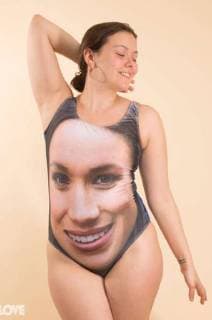 Bags of love website offers a bathing suite with the portrait of Meghan Markle for 28 pounds  Copyright: xx