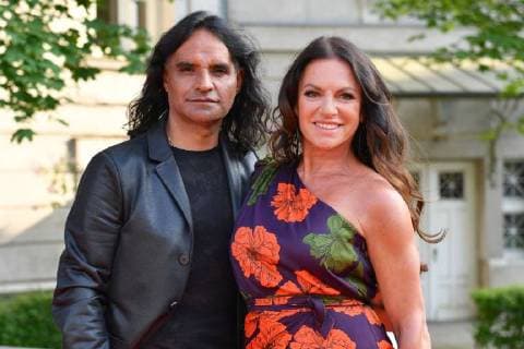 Christine NEUBAUER Actress with friend Jose CAMPOS Red Carpet Red Carpet Bavarian Television Award 2018 on 18 05 2018