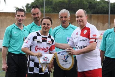 Menton, France 22.05.2015 Football match of the Star Team of Monte Carlo against the national drivers. in the picture: Louis Doucret, Marie Lors  Copyright: xManuelexMangiarottix xIPAx xManuelexMangiarottix