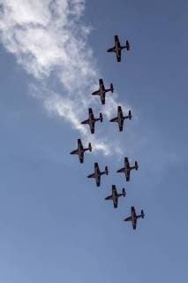 USA-2018-The Royal Canadian Forces Snowbirds airborne acrobatics team flies in formation during a demonstration in Ocean City, Maryland on May 23, 2018. The Royal Canadian Forces Snowbirds airborne acrobatics team  Copyright: xAlexxEdelmanx