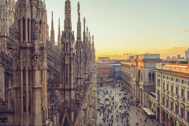 Italy, Lombardy, Milan, Milan Cathedral at sunset  TAMF01042