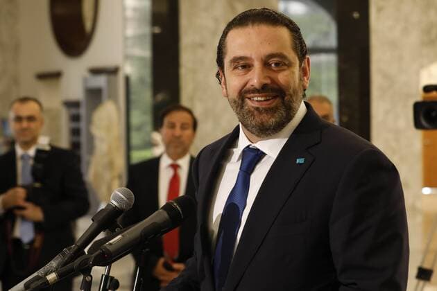 (180524) -- BEIRUT, May 24, 2018 -- Saad Hariri speaks at a press conference after his meeting with Lebanese President Michel Aoun in Beirut, Lebanon, on May 24, 2018. Lebanese President Michel Aoun on Thursday issued a decree designating caretaker Prime Minister Saad Hariri as the new prime minister and charged him with the formation of a new cabinet. Dalati & Nohra) LEBANON-BEIRUT-SAAD HARIRI-NEW PM DalatixxNohra 
