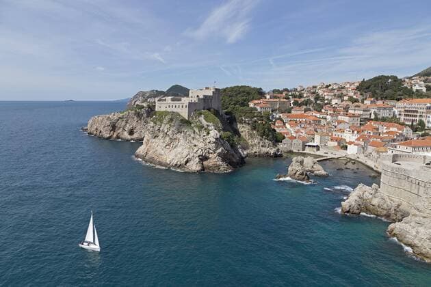 Sailboat in the sea at Fort Lovrijenac Dubrovnik Croatia Europe Copyright: imageBROKER/SiegfriedxKuttig ibxshg04682283.jpg