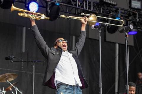 May 25, 2018 - Napa, California, U.S - TROY ANDREWS of Trombone Shorty and Orleans Avenue during BottleRock Music Festival at Napa Valley Expo in Napa, California Napa U.S. - ZUMAs135 20180525_zap_s135_562 Copyright: xDanielxDeSloverx