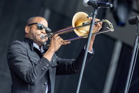 May 25, 2018 - Napa, California, U.S - TROY ANDREWS of Trombone Shorty and Orleans Avenue during BottleRock Music Festival at Napa Valley Expo in Napa, California Napa U.S. - ZUMAs135 20180525_zap_s135_570 Copyright: xDanielxDeSloverx