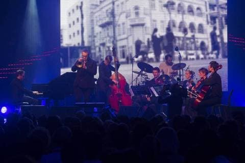 Igor Gehenot and Quatuor Ardente de l OPRL perform on stage at the concert with winners of the 15th edition of the Les Octaves de la Musique music awards ceremony, Monday 28 May 2018 in Brussels.  LAURIExDIEFFEMBACQ 05355210