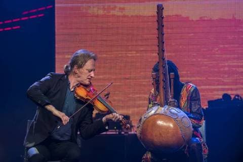 Violinist Wouter Vandenabeele performs with Tamala on stage at the concert with winners of the 15th edition of the Les Octaves de la Musique music awards ceremony, Monday 28 May 2018 in Brussels.  LAURIExDIEFFEMBACQ 05355255
