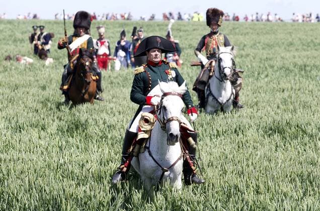 - SOMBREFFE, BELGIUM: Illustration picture shows a reconstruction of the Battle of Ligny on 16 June 1815, which was the last victory of Napoleon, Sunday 14 June 2015 in Ligny, Sombreffe. NICOLASxMAETERLINCK  x82046414x