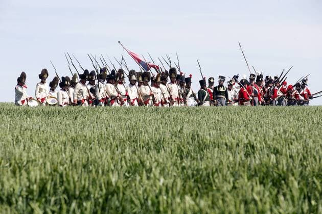 - SOMBREFFE, BELGIUM: Illustration picture shows a reconstruction of the Battle of Ligny on 16 June 1815, which was the last victory of Napoleon, Sunday 14 June 2015 in Ligny, Sombreffe. NICOLASxMAETERLINCK  x82047101x