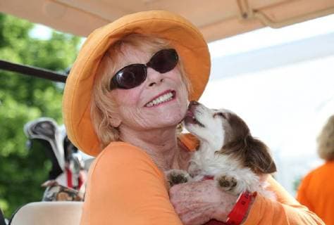 12 Thuringian Charity Open Mühlberg 01 06 2018 Mühlberg 12 Thuringian Charity Open in the picture Elke Sommer with dog Smiley